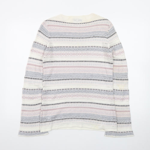 Next Women Cream Multicoloured Fair Isle Knit Jumper Size 10