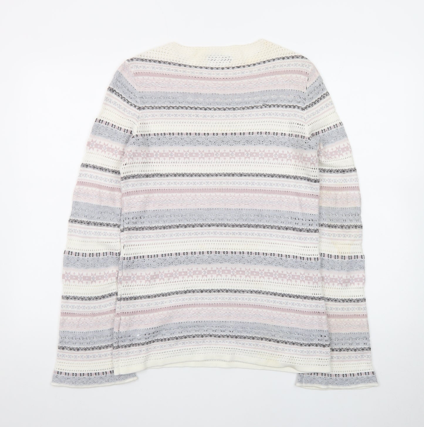 Next Women Cream Multicoloured Fair Isle Knit Jumper Size 10