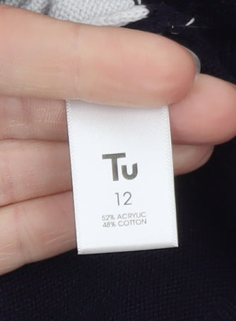 Tu Women’s Multicoloured Short Sleeve Pullover Jumper Size 12