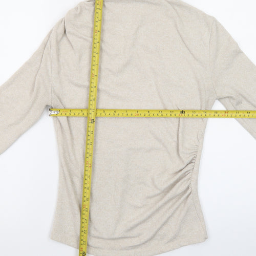 Stradivarius Women Beige High Neck Slim Fit Knit Jumper Size 12