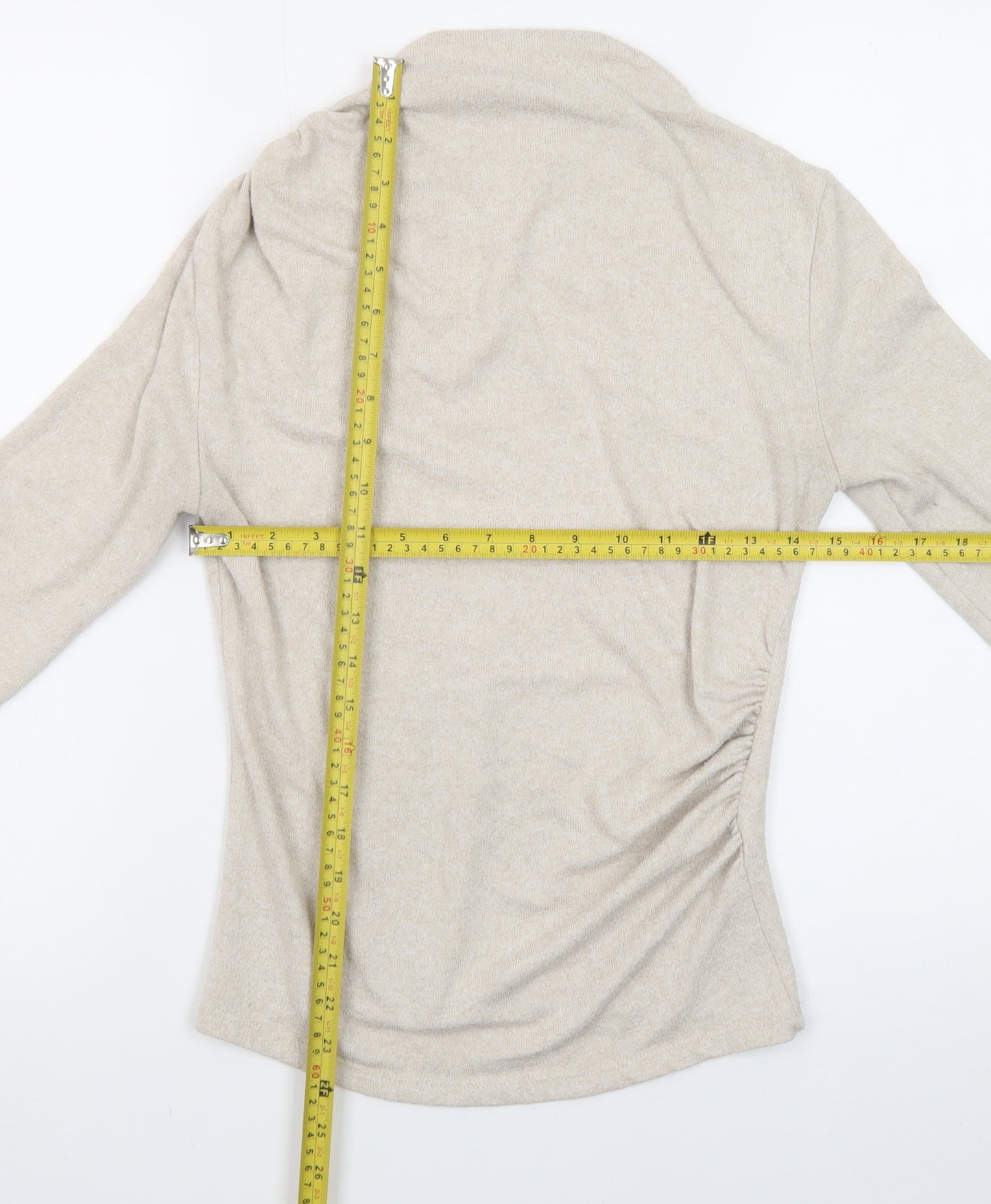 Stradivarius Women Beige High Neck Slim Fit Knit Jumper Size 12
