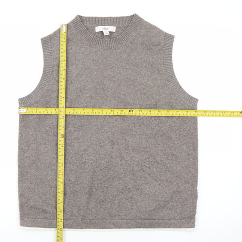 Marks and Spencer Women Beige Cashmere Blend Sleeveless Vest M