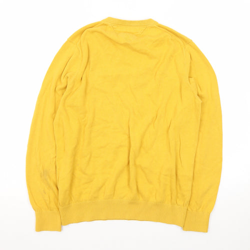 Tommy Hilfiger Men's Yellow Cotton V-Neck Jumper Size S