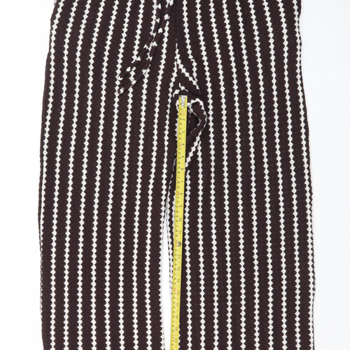 F&F Women’s Black White Striped Knit Wide-Leg Trousers Size 16
