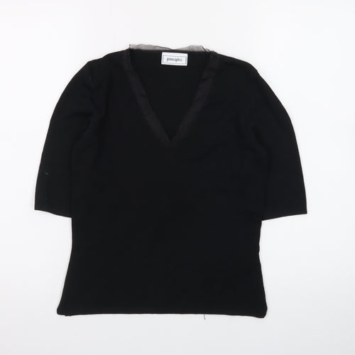 Principles Women's Black V-Neck 3/4 Sleeve Pullover Jumper Size 14