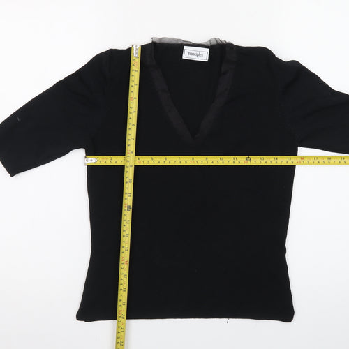 Principles Women's Black V-Neck 3/4 Sleeve Pullover Jumper Size 14