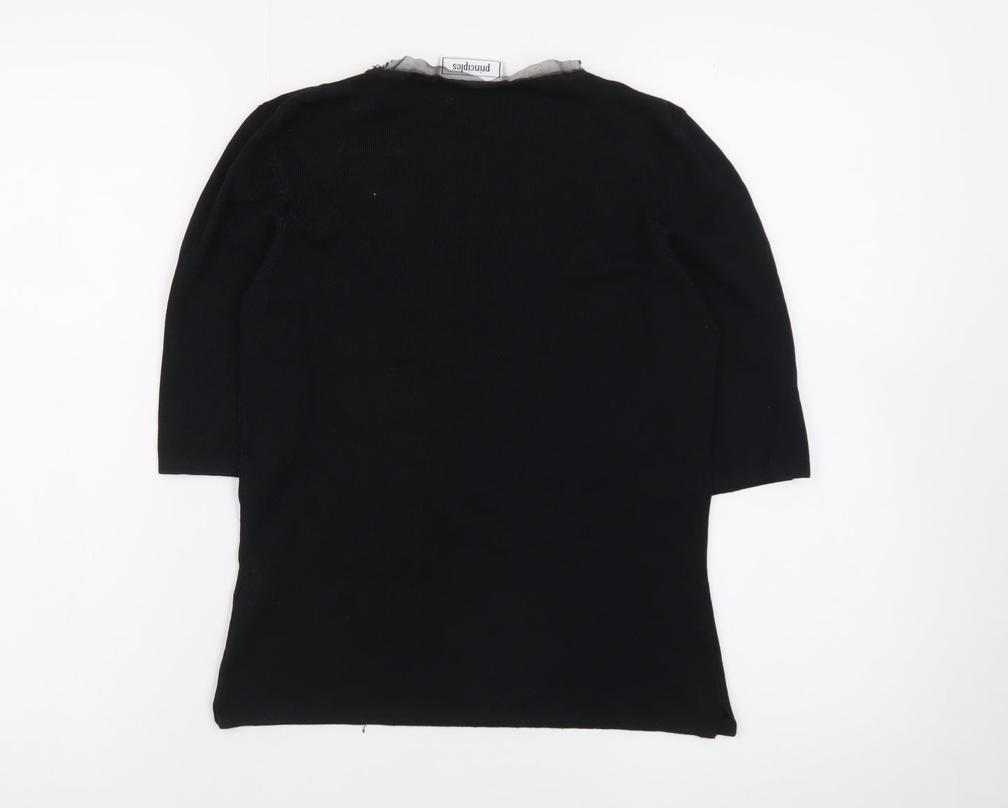 Principles Women's Black V-Neck 3/4 Sleeve Pullover Jumper Size 14