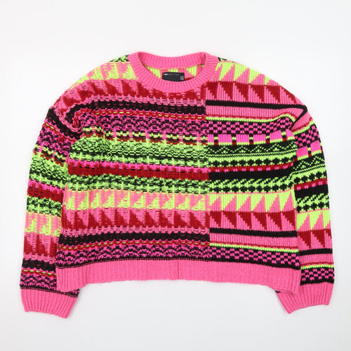 ASOS DESIGN Women's Multicoloured Geometric Knit Jumper Size 12