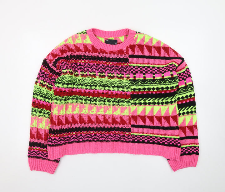 ASOS DESIGN Women's Multicoloured Geometric Knit Jumper Size 12