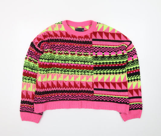 ASOS DESIGN Women's Multicoloured Geometric Knit Jumper Size 12