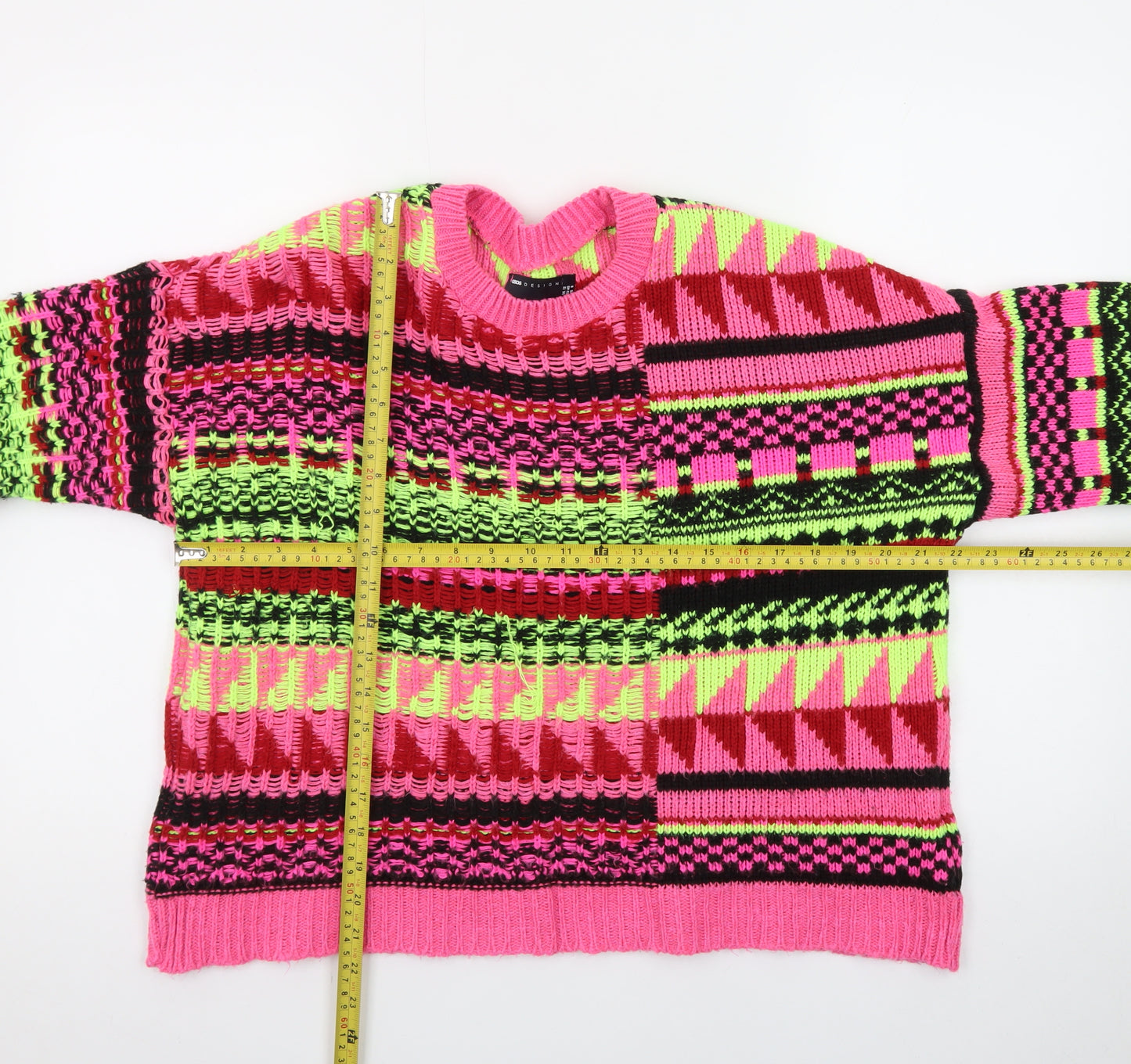ASOS DESIGN Women's Multicoloured Geometric Knit Jumper Size 12