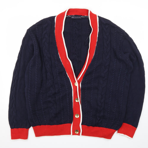Marks and Spencer Women's Blue Cable Knit V-Neck Cardigan XL