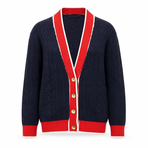 Marks and Spencer Women's Blue Cable Knit V-Neck Cardigan XL