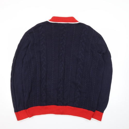 Marks and Spencer Women's Blue Cable Knit V-Neck Cardigan XL