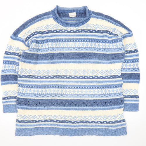 Next Womens Blue Fair Isle Wool Blend Crew Neck Jumper XL