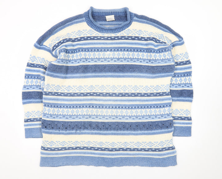 Next Womens Blue Fair Isle Wool Blend Crew Neck Jumper XL