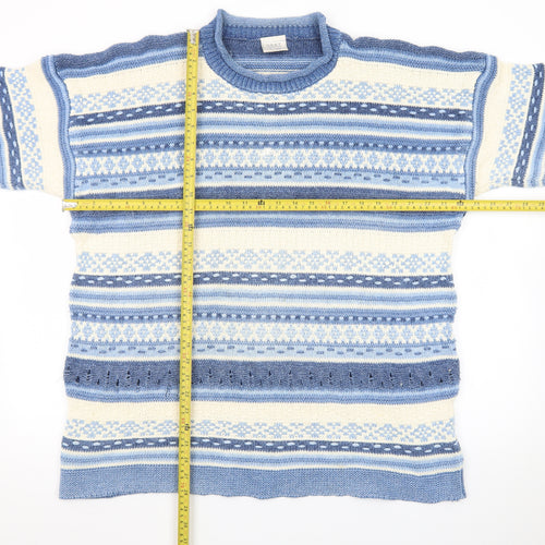 Next Womens Blue Fair Isle Wool Blend Crew Neck Jumper XL