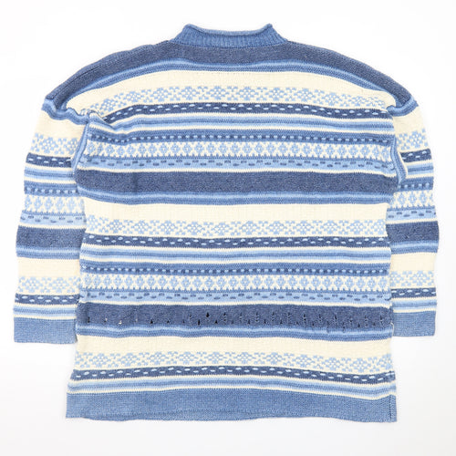 Next Womens Blue Fair Isle Wool Blend Crew Neck Jumper XL
