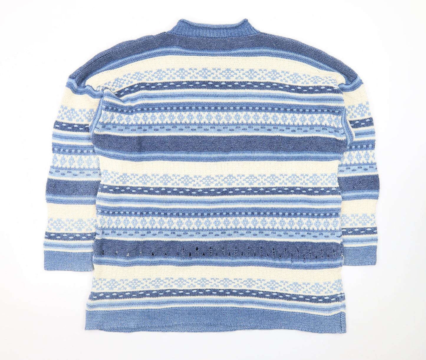 Next Womens Blue Fair Isle Wool Blend Crew Neck Jumper XL
