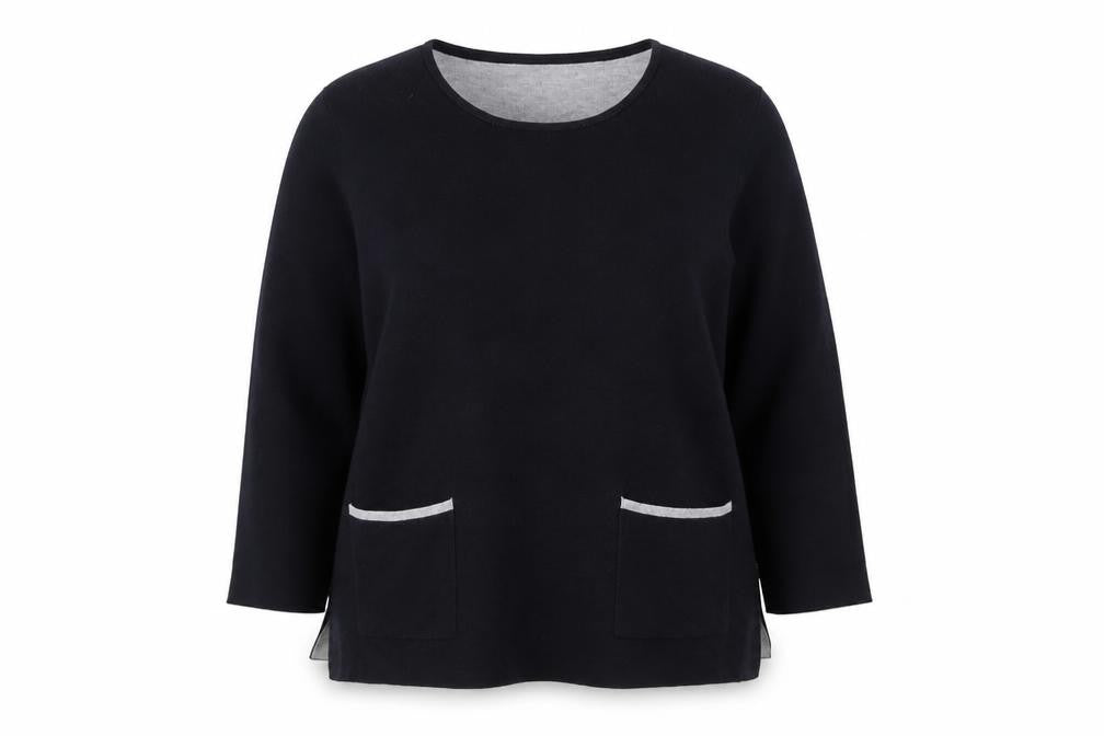 Jasper Conran Womens Black Cotton Blend Jumper Size 16 Round Neck Long Sleeve