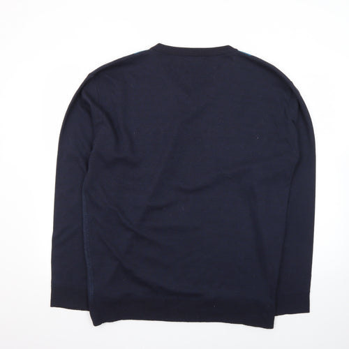 Pierre Cardin Men's Blue Argyle V-Neck Pullover Jumper XL