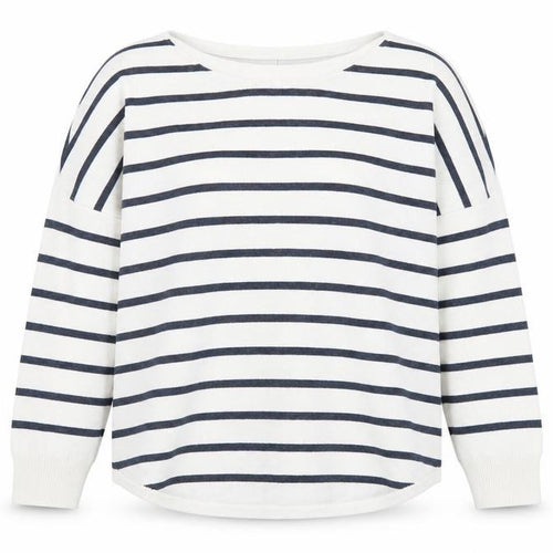 French Connection Women's White Striped Cotton Jumper XS