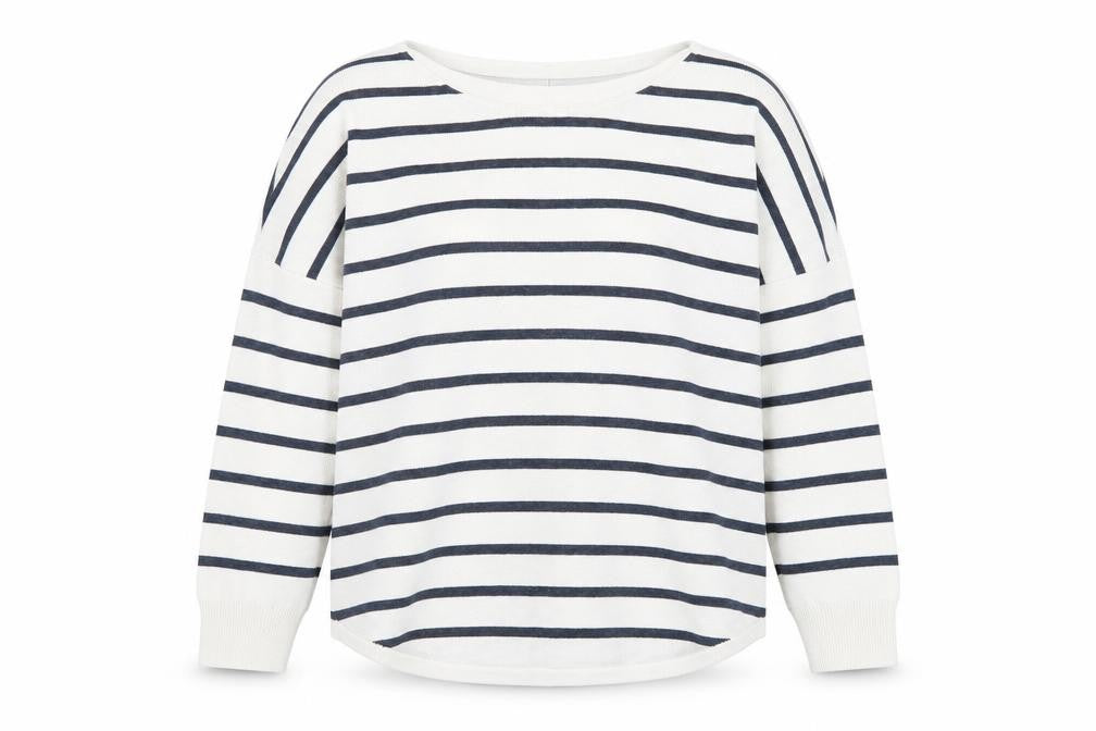 French Connection Women's White Striped Cotton Jumper XS