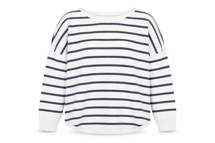 French Connection Women's White Striped Cotton Jumper XS