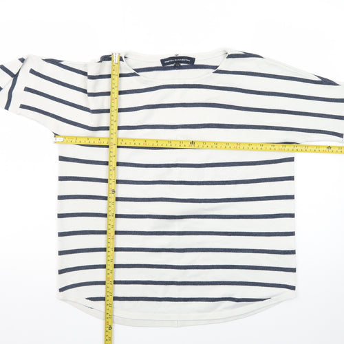 French Connection Women's White Striped Cotton Jumper XS