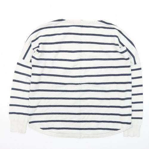 French Connection Women's White Striped Cotton Jumper XS