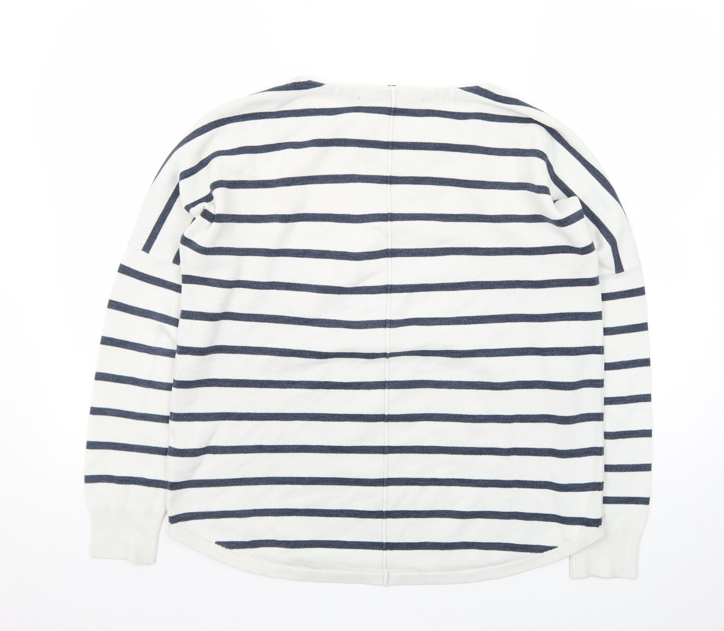 French Connection Women's White Striped Cotton Jumper XS