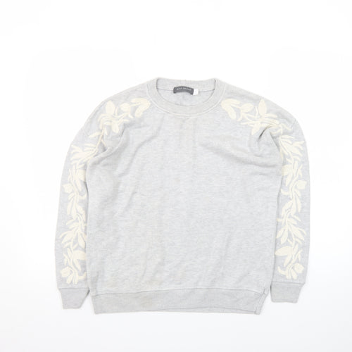 Mint Velvet Women's Grey Embroidered Crew Neck Jumper Size 10