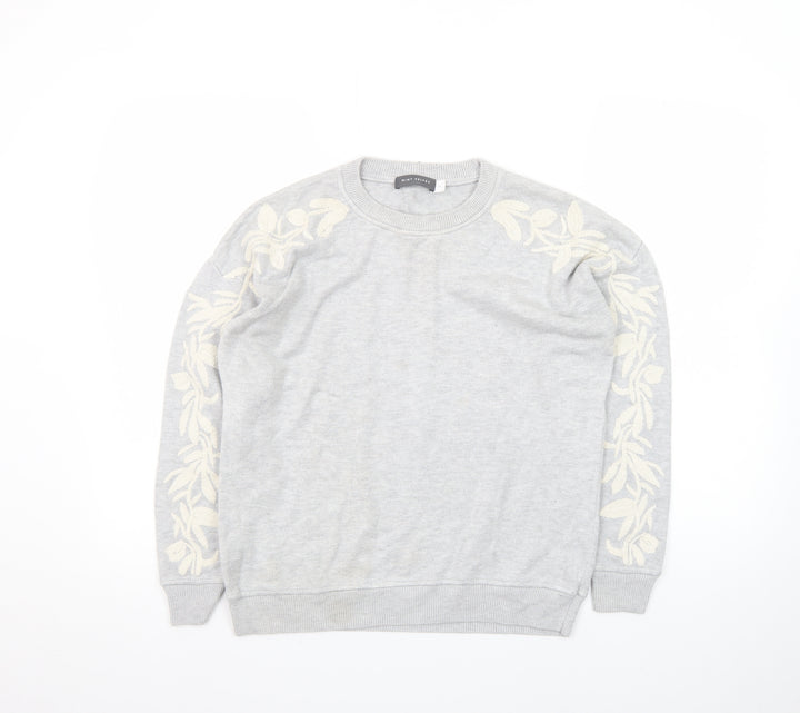 Mint Velvet Women's Grey Embroidered Crew Neck Jumper Size 10