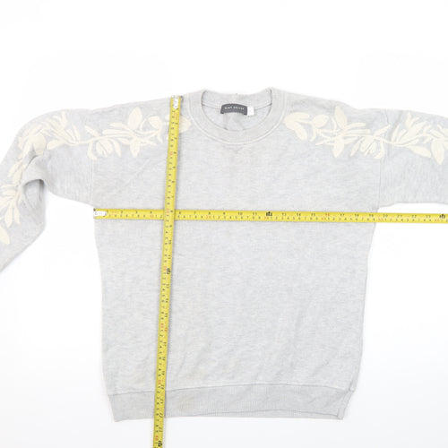 Mint Velvet Women's Grey Embroidered Crew Neck Jumper Size 10