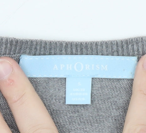 Aphorism Women’s Grey Short Sleeve Knit Jumper Size 10
