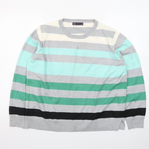 Marks and Spencer Women's Multicoloured Striped Pullover Jumper Size 18