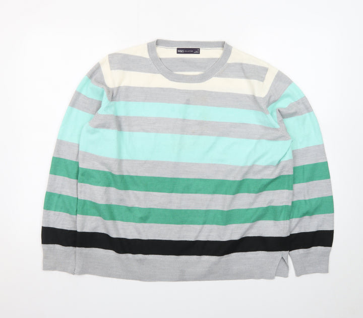 Marks and Spencer Women's Multicoloured Striped Pullover Jumper Size 18
