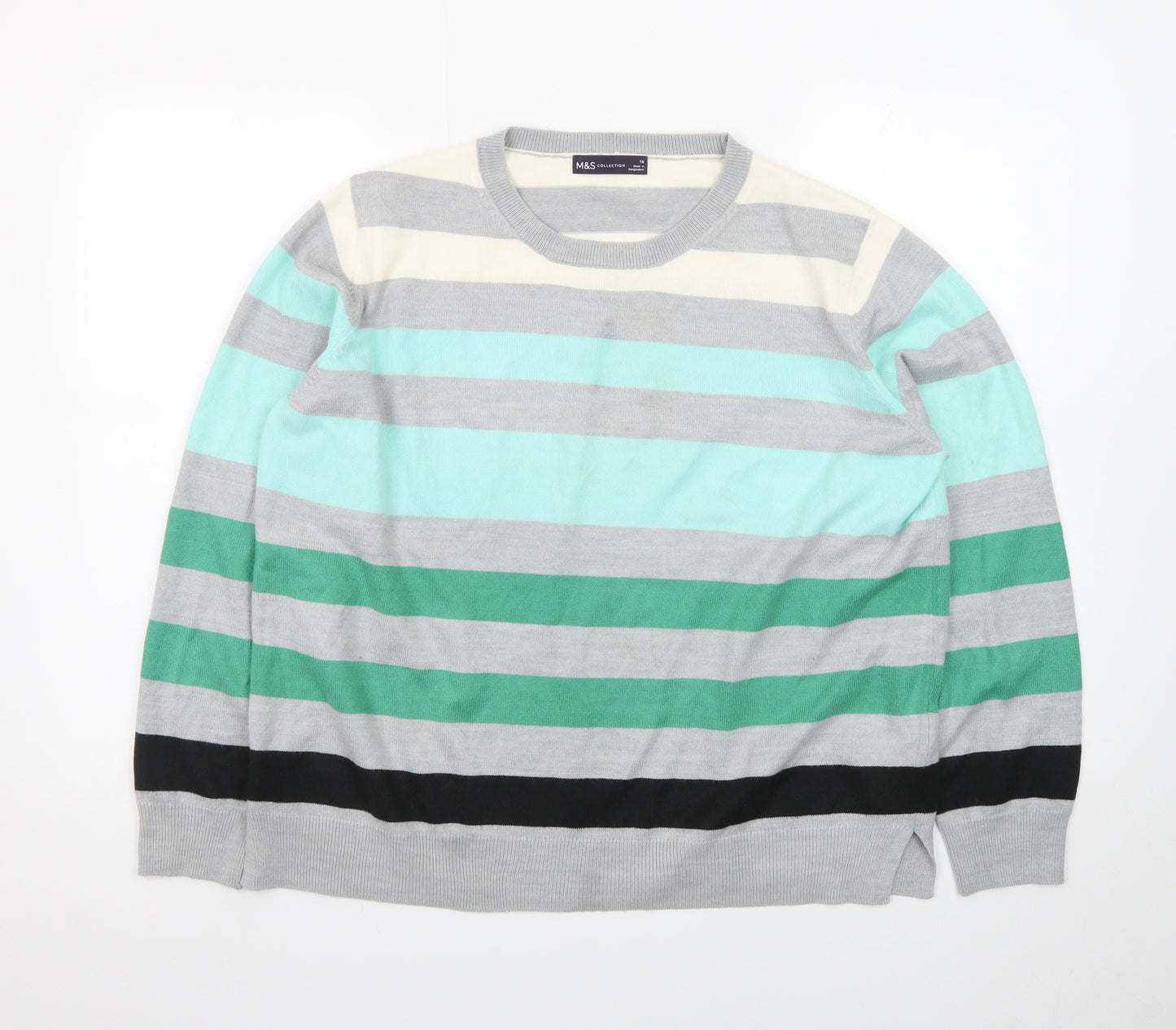 Marks and Spencer Women's Multicoloured Striped Pullover Jumper Size 18