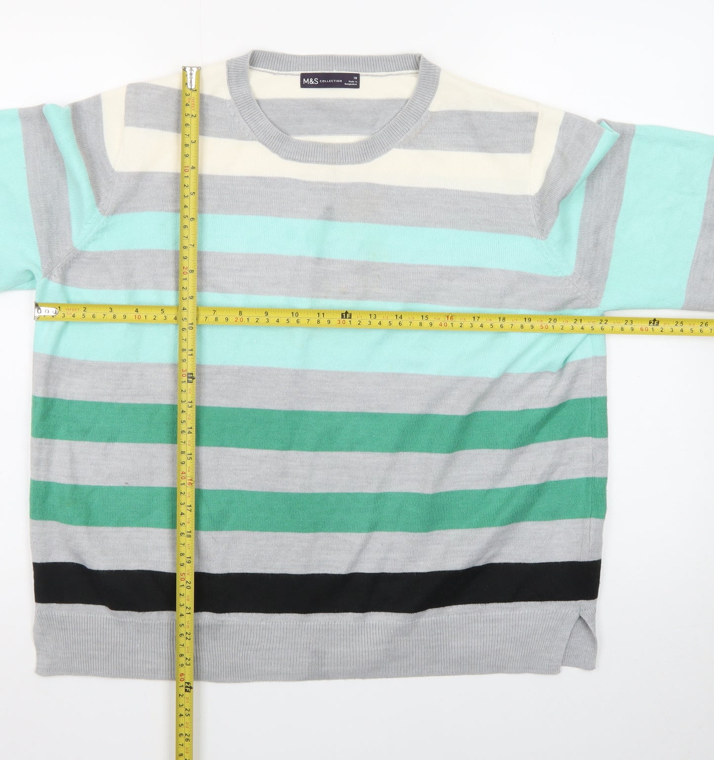 Marks and Spencer Women's Multicoloured Striped Pullover Jumper Size 18