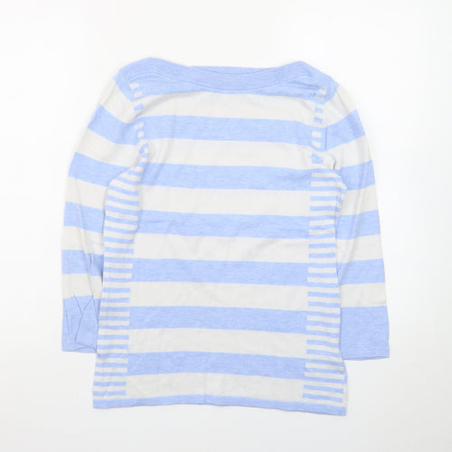 Next Women's Blue Stripe Boat Neck Pullover Jumper Size 8
