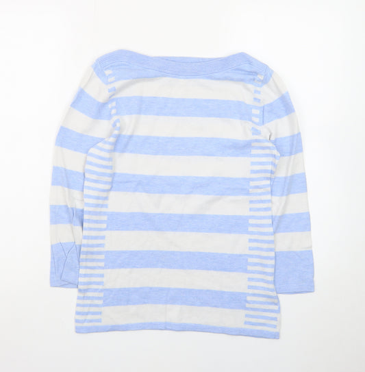 Next Women's Blue Stripe Boat Neck Pullover Jumper Size 8