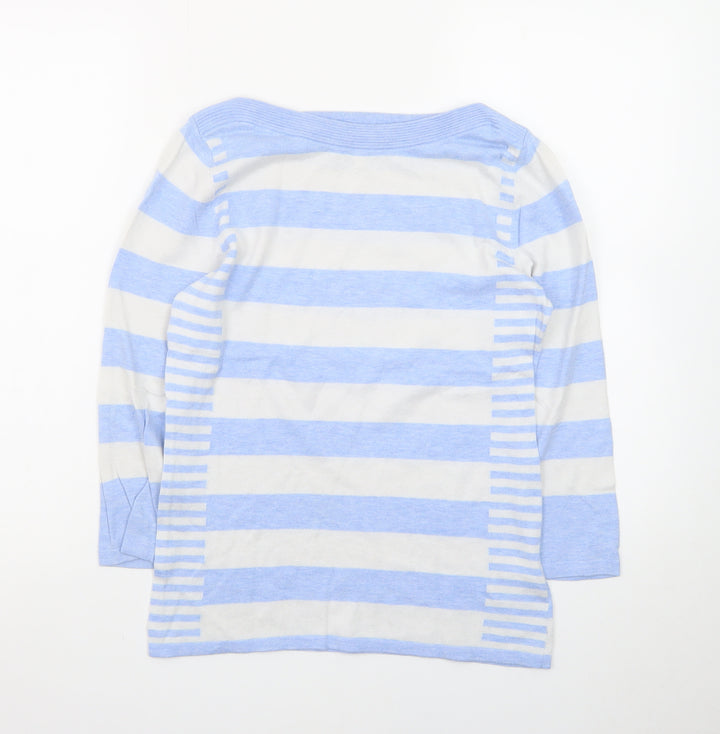 Next Women's Blue Stripe Boat Neck Pullover Jumper Size 8