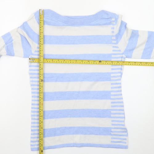 Next Women's Blue Stripe Boat Neck Pullover Jumper Size 8