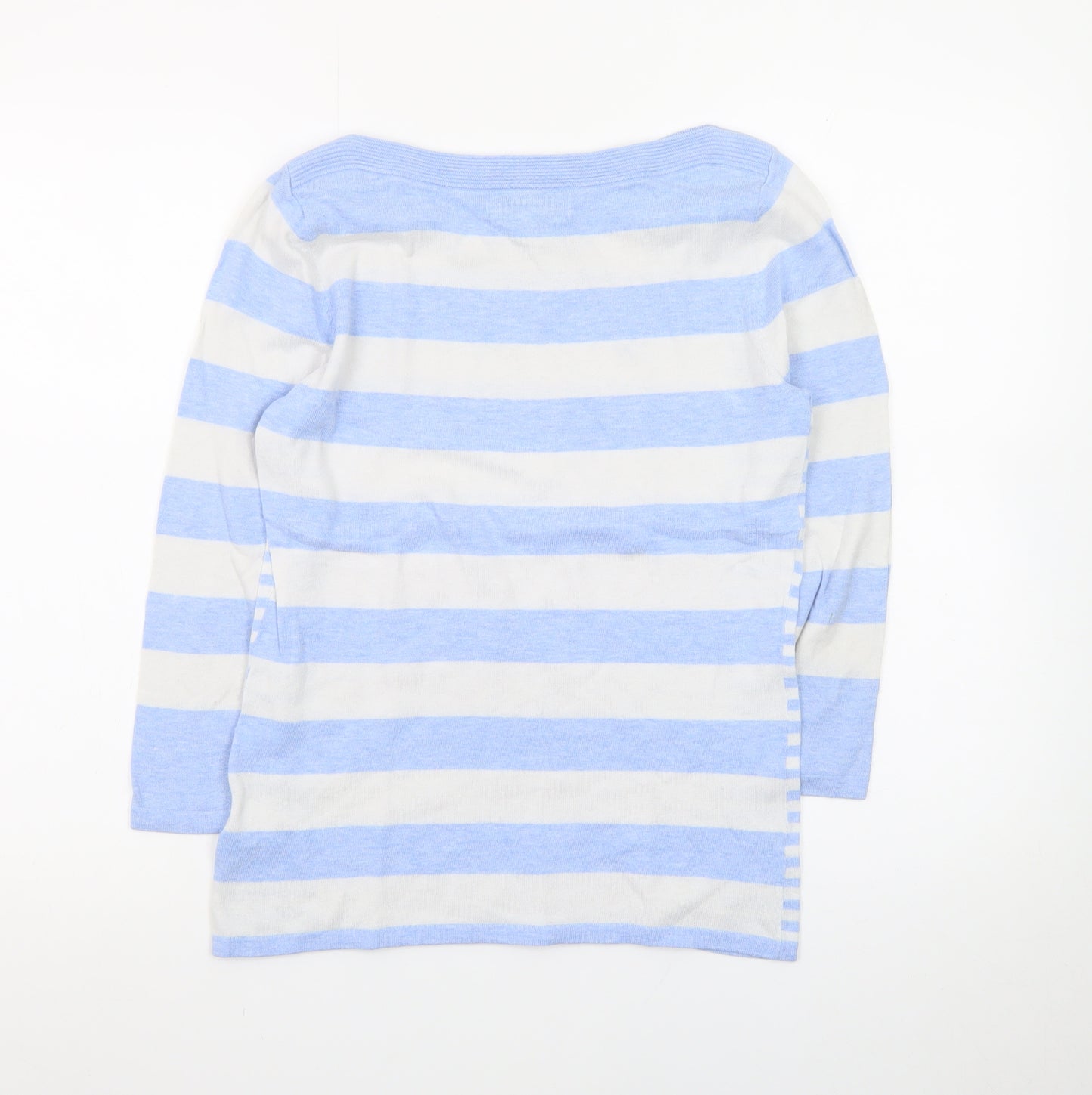 Next Women's Blue Stripe Boat Neck Pullover Jumper Size 8