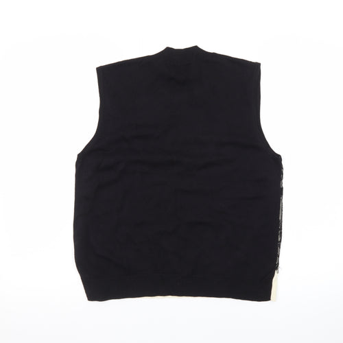 Oasis Womens Black Mock Neck Lace Sleeveless Knit Vest Size 14