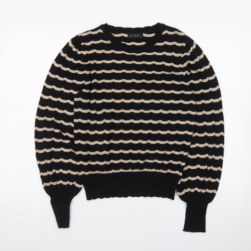 Et Vous Women's Black Beige Striped Crew Neck Jumper Size 12