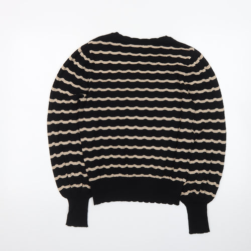Et Vous Women's Black Beige Striped Crew Neck Jumper Size 12