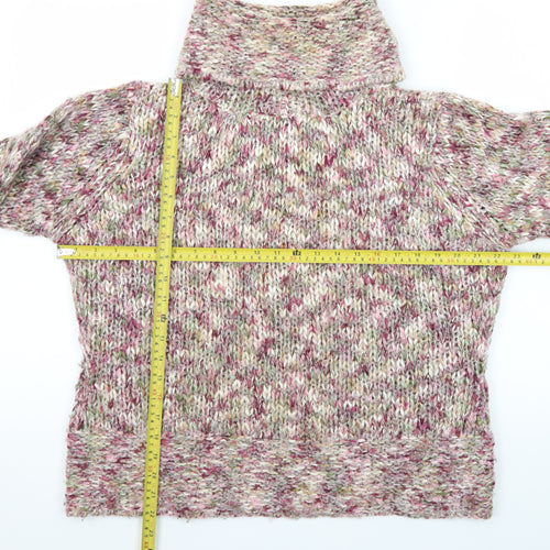 EWM Womens Multicoloured Roll Neck Chunky Knit Jumper Size L 18/20