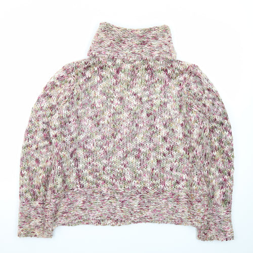 EWM Womens Multicoloured Roll Neck Chunky Knit Jumper Size L 18/20