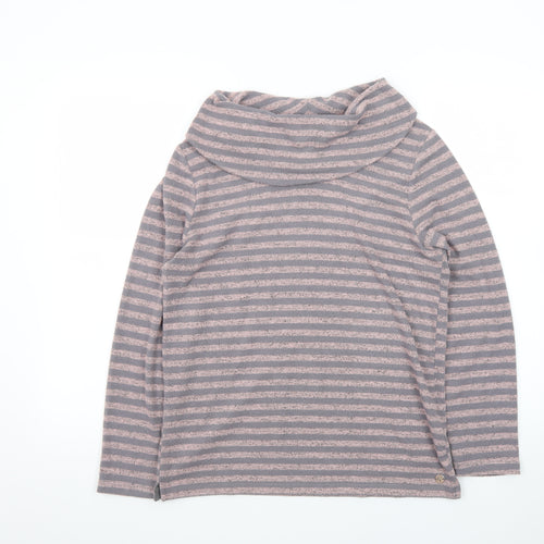 Pennyplain Women's Grey Striped Cowl Neck Long Sleeve Pullover Jumper Size 10